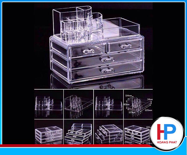 Khay đựng mỹ phẩm mica 4 tầng